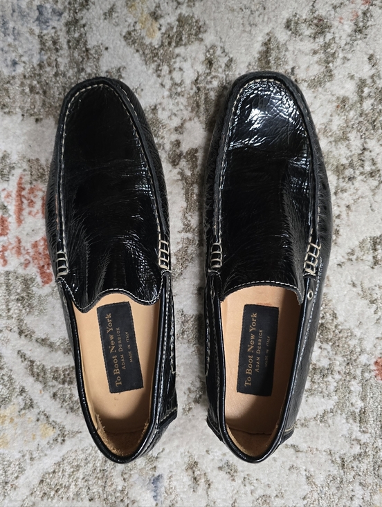 To Boot New York Adam Derrick Black Patent Leather Slip-On Loafers Men Size 8
